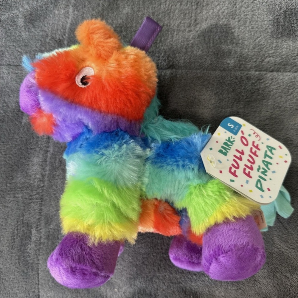 Bark Box S small Plush rainbow piñata pony dog toy NEW